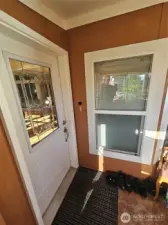 Enclosed porch at the front entrance.