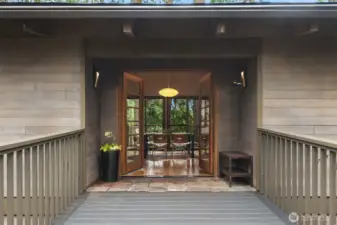 Fir French Doors swing open in greeting, and a Nelson Bubble Lamp beckons you inside...