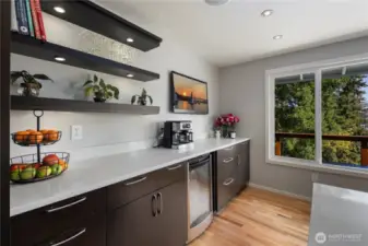 Coffee bar with lots of storage in the kitchen