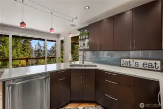Kitchen with waterview