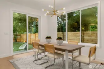 Dining room with slider access to the expansive patio and back yard.
