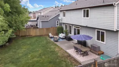 Drone shot of your backyard, room to play and garden!