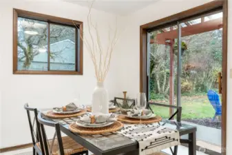 Covered back patio could have roof extended and walls put up and made into a sunroom if preferred!