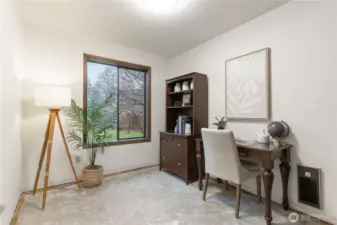 Third bedroom here staged as an office.  Flooring is now new vinyl plank.