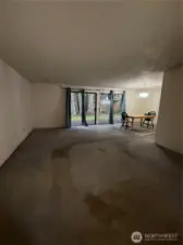 Huge living room with double sliding doors.