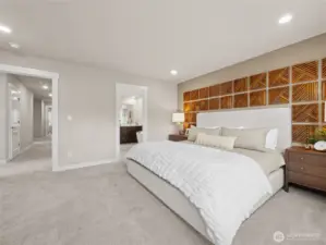 Another view of the primary bedroom. Photo is representational. Actual home is under construction and finishes and paint colors may vary. See site agent for details....