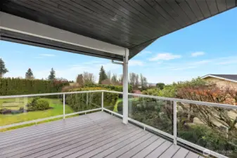 Main level balcony - with views of the Puget Sound, Vashon Island and Olympic Mountains