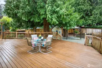 A second view shows just how generous the deck is, with easy flow to the yard and the additional outdoor living areas beyond. It is the kind of setup that makes outdoor gatherings feel effortless, from casual weeknights to weekend get togethers.
