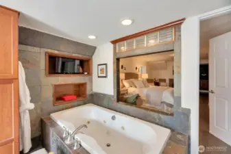 Lower level bedroom with soaking tub