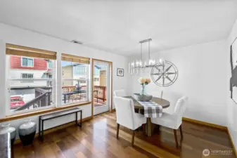 The dining room is big and can fit a large, farm house style table too.