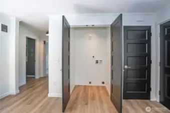 Open view of the double doors- where your washer/dryer would be placed. So you can clearly see the space available.