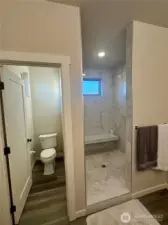Water closet and dual shower