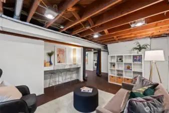 This space provides an ideal spot for a TV room + media area.
