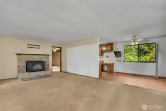 wood fireplace