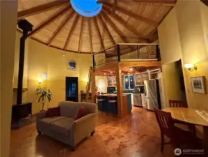 The unique Yurt design makes it especially cozy in the evening.