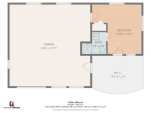 Floor plan of the shop and guest cottage.