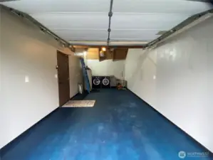 1 car garage, finished and floor coated. Newer washer/dryer stay with the home!