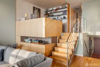 Office sits above the living area with captivating views.