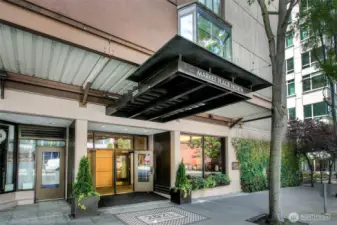 Secured lobby entrance with concierge.