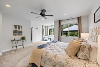 Spacious Primary Bedroom with blackout blinds.