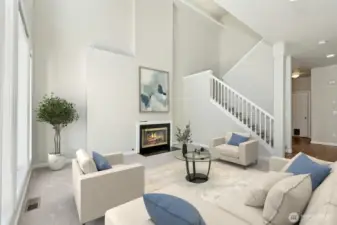 Open Living Room with Gas Fireplace