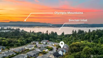 Views of Sinclair Inlet, the Olympic Mountains & Bremerton.