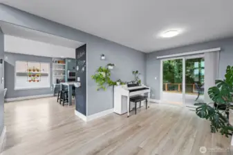 Slider takes you to your deck and fenced in backyard.