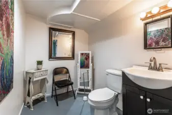 Lower level 3rd bdrm half bathroom. Room to expand.