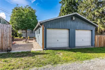 Alley view of the 2 car garage.