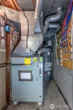 Gas furnace & water tank. Pex pipes.