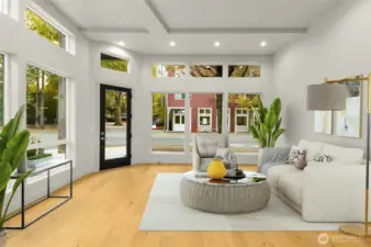 Or keep it private and enjoy the space as a beautifully naturally lit living room. This image is virtually staged.