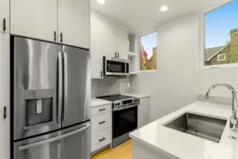 Undermount kitchen sink & full sized refrigerator