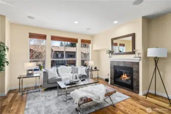 Wonderful living area with cozy gas fireplace