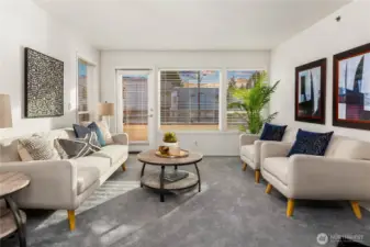 Living room with view deck