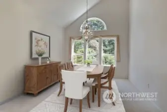 Virtually staged dining room
