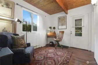 main level bedroom, being used as a study