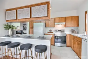 with breakfast bar...