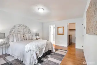 primary bedroom with 3/4 bathroom and walk-in closet...
