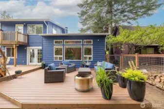A view of the massive backyard deck