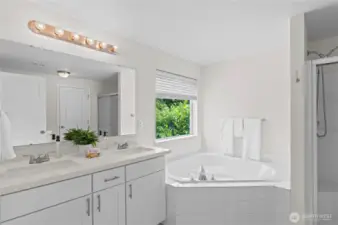 Brand new double vanity sink + tile flooring!