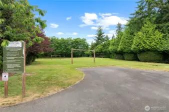 Huge open grass field right across park