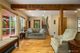 Unique Australian cypress floors add warmth to the main living space