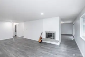 Living room to dining room and kitchen.