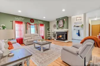 Lovely family room with gas fireplace