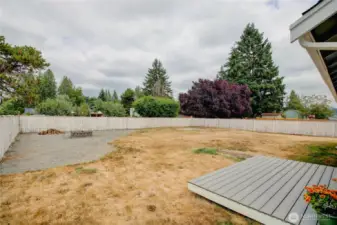 Spacious backyard ready for play, pets, or summer barbecues.