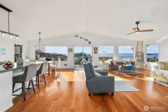 Truly a GREAT room, with vaulted ceilings, bamboo floors and views out to the Puget Sound.