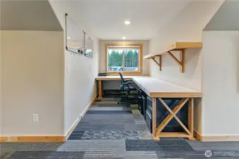 Designed for focus and flow - a sleek custom desk built right in