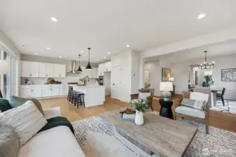 Spacious kitchen opens to living room with gorgeous mountain and territorial views.
