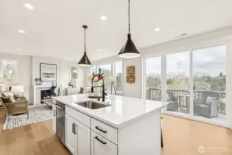 Photo of kitchen on lot 4 at Moorlands Grove. Stunning mountain and territorial views. Home backs to protected space.