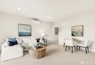 Photo of spacious basement with lower-level bedroom and bathroom on lot 4 at Moorlands Grove.